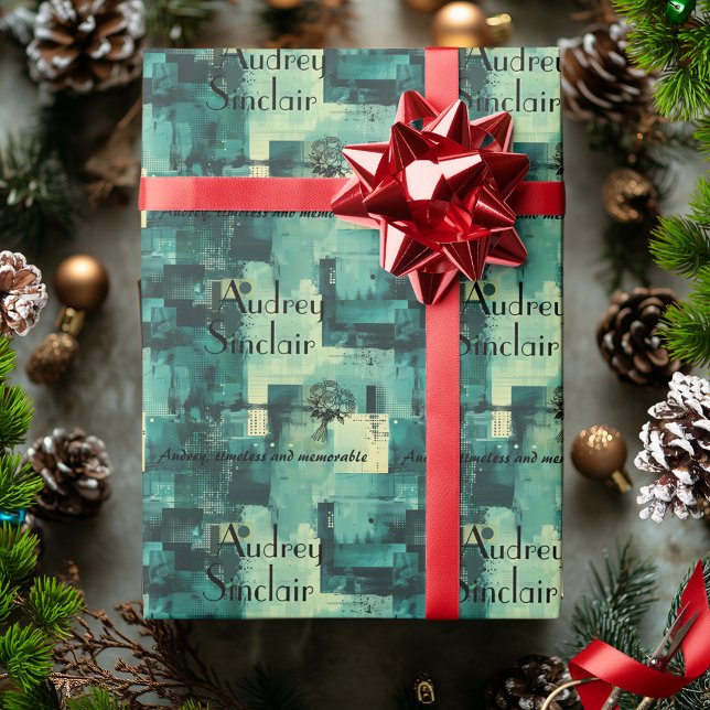 Elegant Abstract Green Personalized Wrapping Paper (Creator Uploaded)