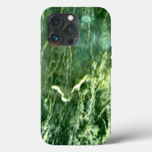 Elegant abstract green wave pattern marble design iPhone 13 pro case