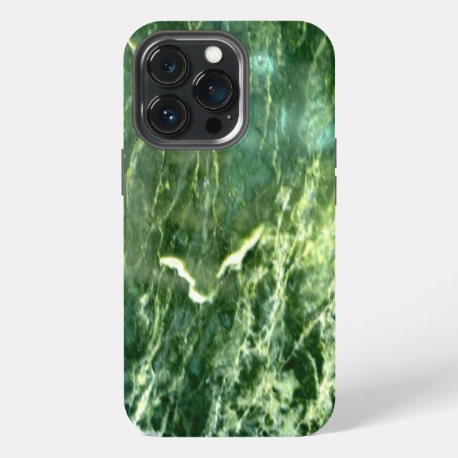 Elegant abstract green wave pattern marble design iPhone case (Back)