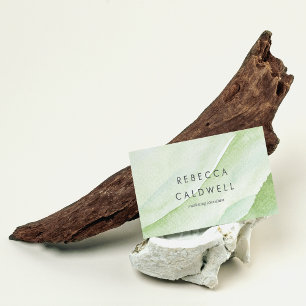 Elegant Abstract Green Wave Watercolor Business Card