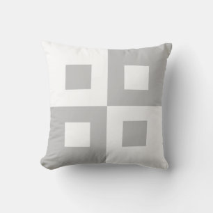 Elegant Abstract Grey and White Squares Throw Pillow