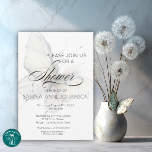 Elegant Abstract Ink Pastel Butterflies Invitation