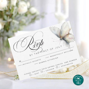 Elegant Abstract Ink Pastel Butterflies RSVP Card