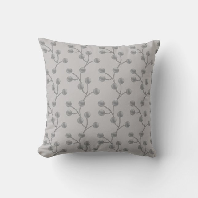 Elegant Abstract Jade Tree on Light Grey Throw Pillow (Front)