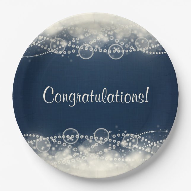 Elegant Abstract Lace and Pearls Congratulations Paper Plate (Front)