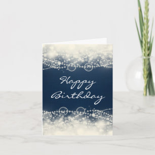 Elegant Abstract Lace and Pearls Happy Birthday Card
