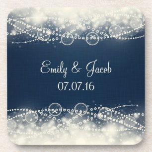 Elegant Abstract Lace and Pearls Wedding Coaster