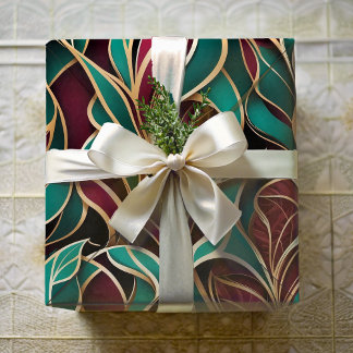 Elegant Abstract Leaves Retirement Gift for Mom Wrapping Paper