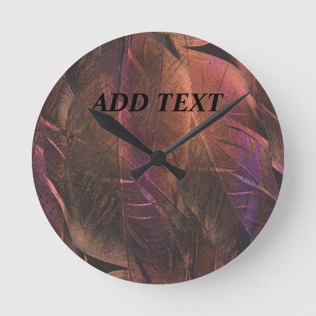 Elegant abstract leaves round clock (Front)
