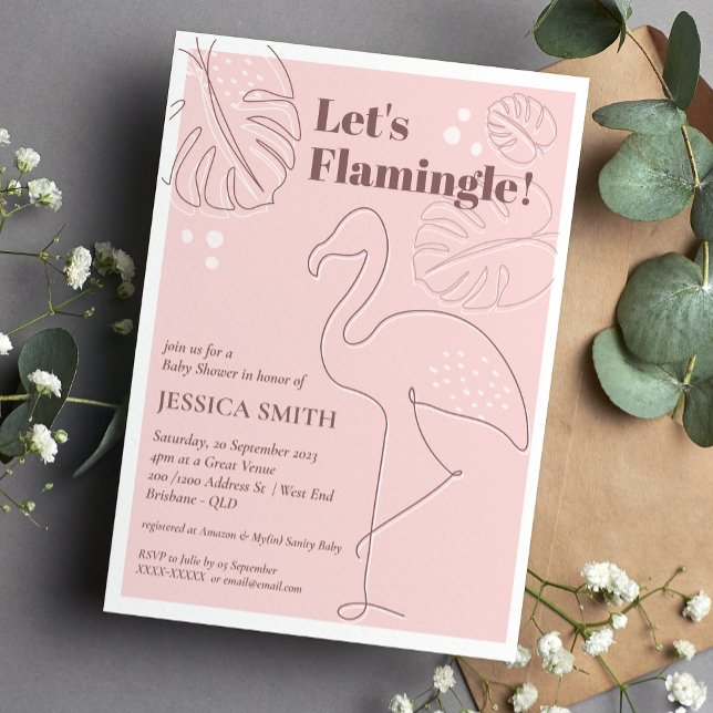 Elegant Abstract Lets Flamingle Baby Shower  Invitation (Creator Uploaded)