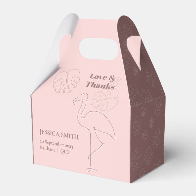 Elegant Abstract Lets Flamingle Favor Box (Front Side)