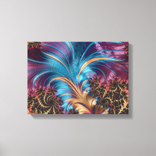 Elegant Abstract Lilac Turquoise Plume Feathers Canvas Print