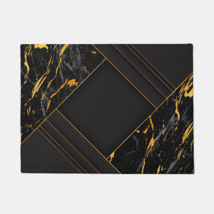 Elegant Abstract Line art on Black background Doormat