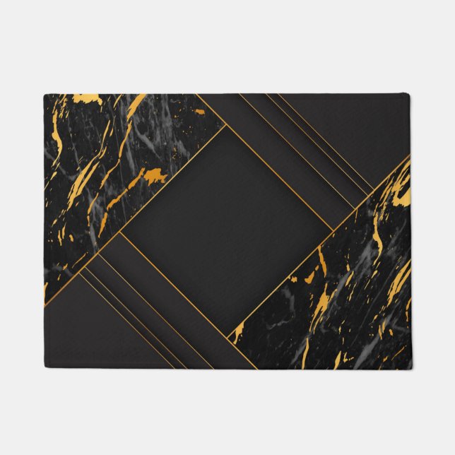 Elegant Abstract Line art on Black background Doormat (Front)