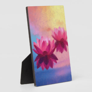 Elegant Abstract Lotus Flowers Plaque