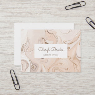 Elegant Abstract Marble Blush Cream Gold  Business Card