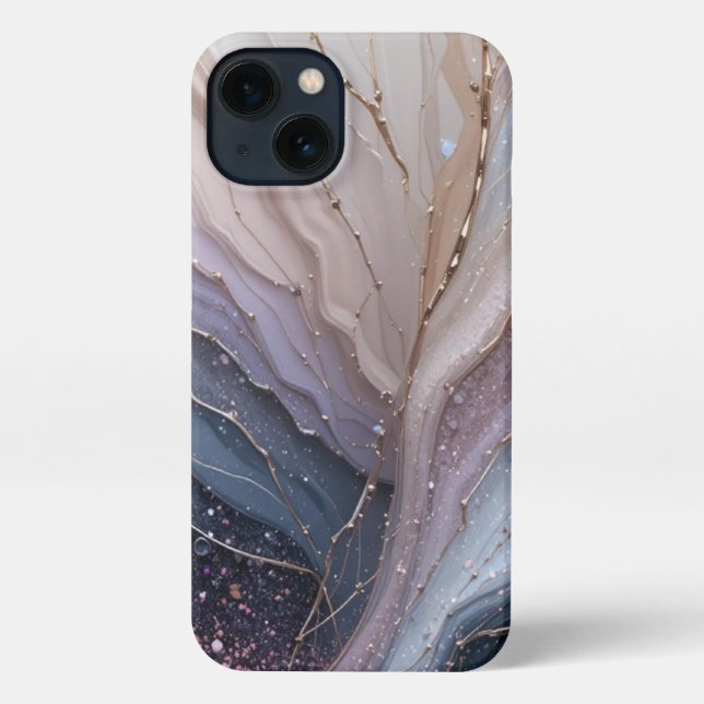  Elegant Abstract Marble Waves iPhone 13 Case (Back)