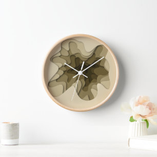 Elegant Abstract Ombre Brown Layers Wall Clock