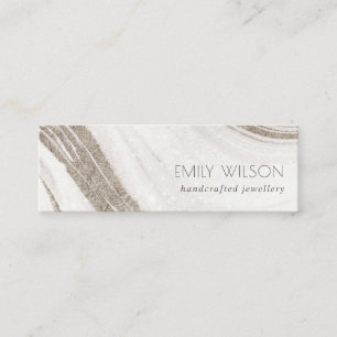 Elegant Abstract Pale Gold Marble Agate Mini Business Card