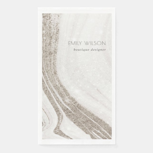 Elegant Abstract Pale Gold Marble Agate  Napkin (Front)