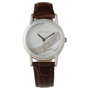 Elegant Abstract Pale Gold Marble Agate  Watch