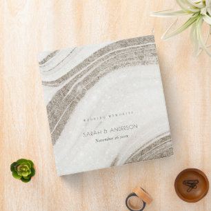 Elegant Abstract Pale Gold Marble Agate Wedding Binder