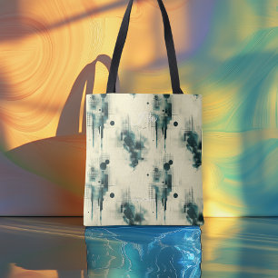 Elegant Abstract Personalized Tote Bag with Initia