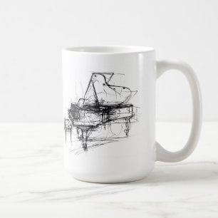 Elegant Abstract Piano Sketch Coffee Mug
