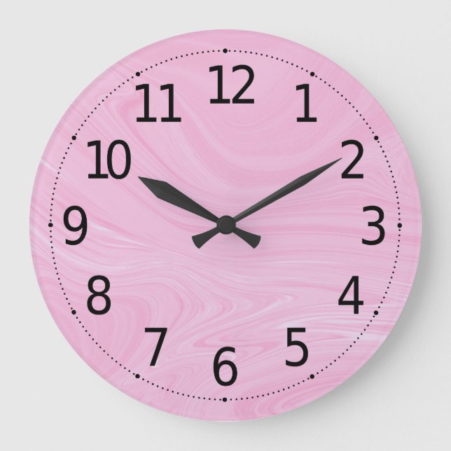 Elegant Abstract Pink Liquid Marble Artwork | Larg Large Clock (Front)