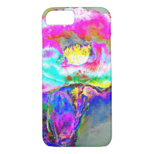 Elegant abstract pink teal floral painting Case-Mate iPhone case