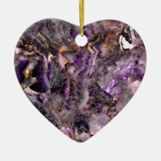 Elegant abstract purple lavender lilac marble ceramic ornament (Front)