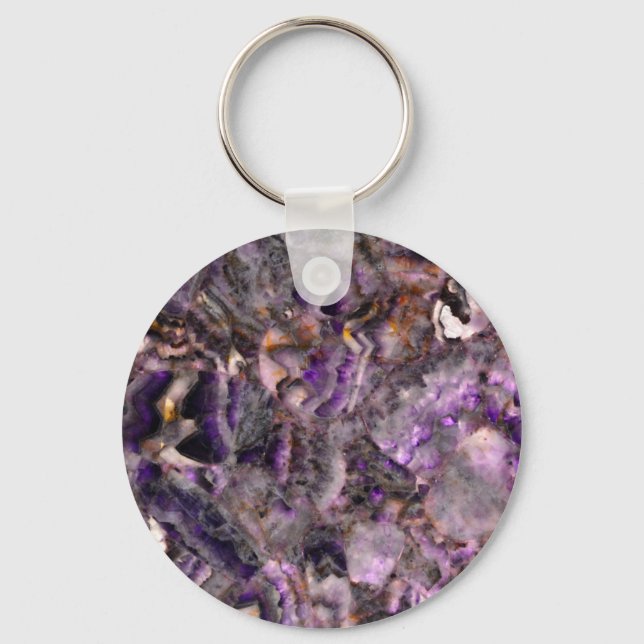 Elegant abstract purple lavender lilac marble keychain (Front)