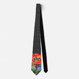 Elegant abstract red floral watercolor polka dot tie