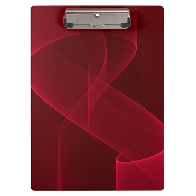 Elegant Abstract Red Ribbon Clipboard (Front)