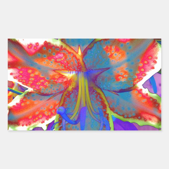 Elegant abstract retro red blue floral watercolor  sticker (Front)