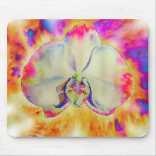 Elegant abstract retro watercolor pink orchid mouse pad