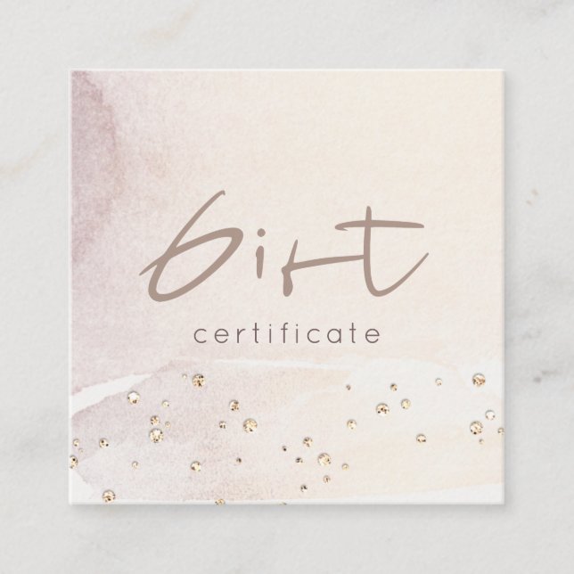 Elegant Abstract Rose Gold Purple Gift Certificate (Front)