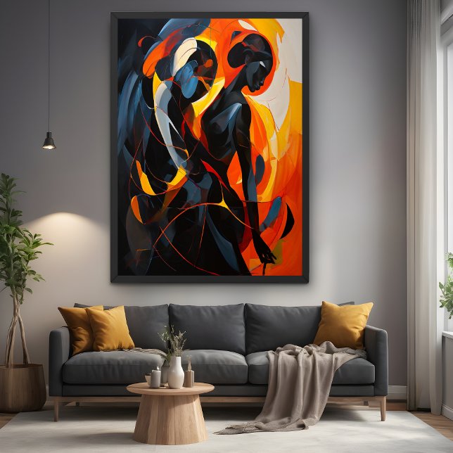 Elegant Abstract Silhouette in Fiery Tones Art Poster (Creator Uploaded)