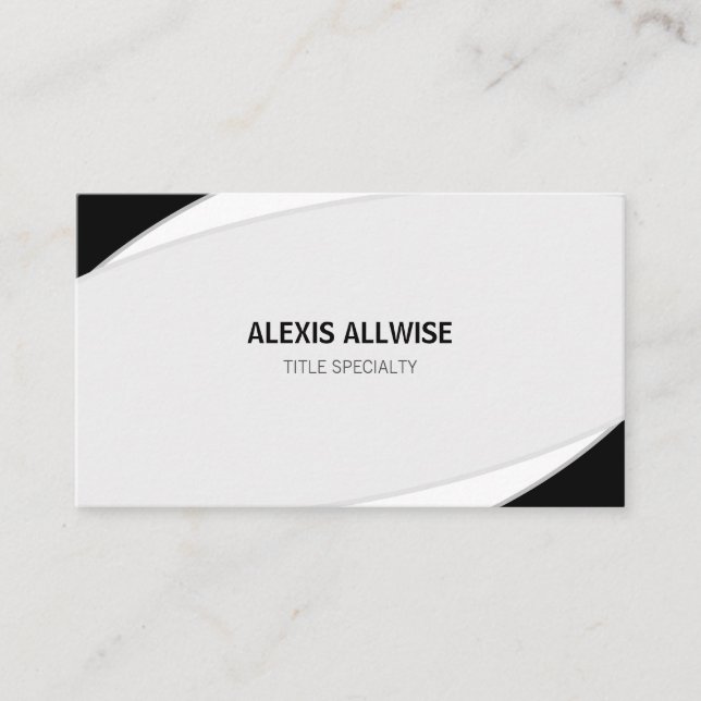 Elegant Abstract Silver Grey Black & White Business Card (Front)