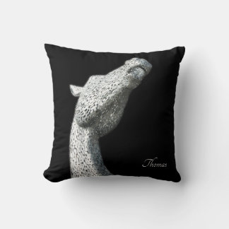 Elegant Abstract Silver Horse Black Personalized Throw Pillow