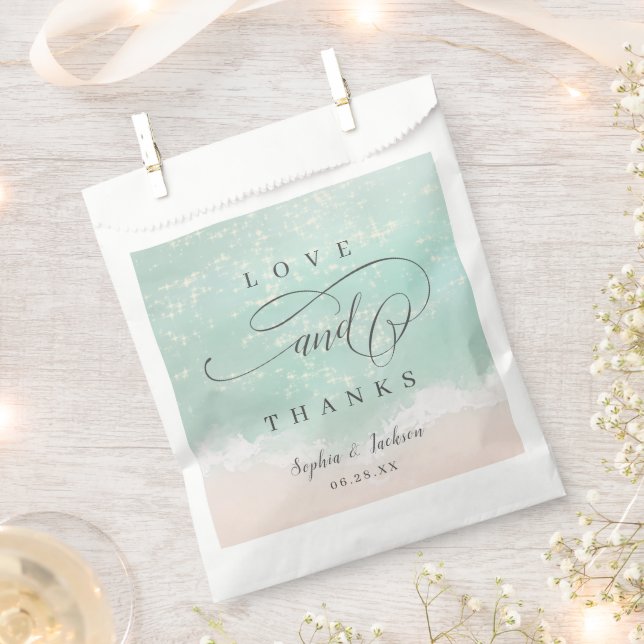 Elegant abstract sparkling ocean beach wedding favour bag (Clipped)