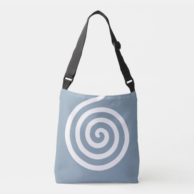 Elegant Abstract Spiral Circle on Wondrous Blue Crossbody Bag (Front)