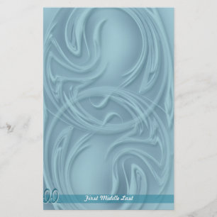 Elegant Abstract Strokes Over Blue Personalized Stationery