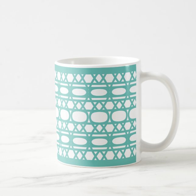 Elegant Abstract Teal Pattern Coffee Mug (Right)