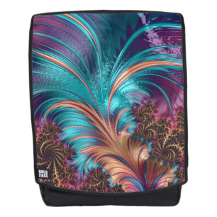 Elegant Abstract Teal & Purple Feathers Backpack