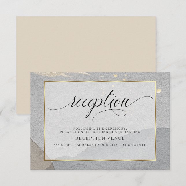 Elegant Abstract Watercolor Splash Neutral Colours Invitation (Front/Back)