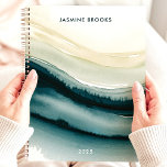 Elegant Abstract Watercolor Waves Custom Name Planner<br><div class="desc">This stunning design features elegant watercolor waves in rich shades of deep teal, blue, and soft beige, creating a serene and artistic look. The personalized name and year add a refined and unique touch, perfect for professionals, students, or anyone who appreciates modern art-inspired designs. Ideal for organizing tasks, journalling, or...</div>
