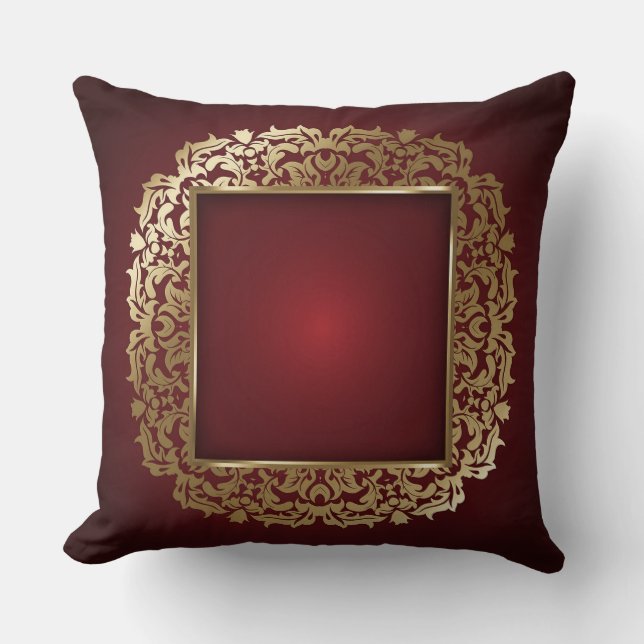 Elegant Abstract Wine And Gold Throw Pillow (Front)