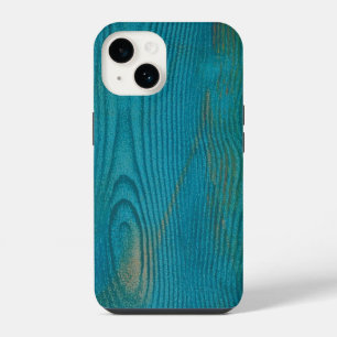 Elegant Abstract Wood grain Texture Teal blue iPhone 14 Case