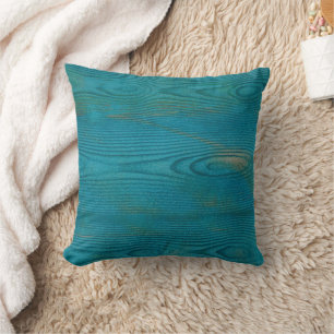 Elegant Abstract Wood grain Texture Teal blue Throw Pillow